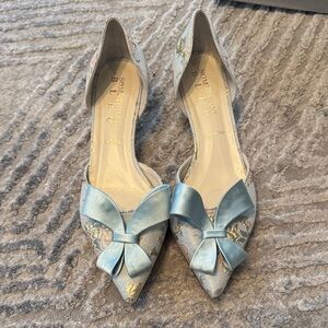 Something Bleu Bridal Blue Floral Heels with Bow
